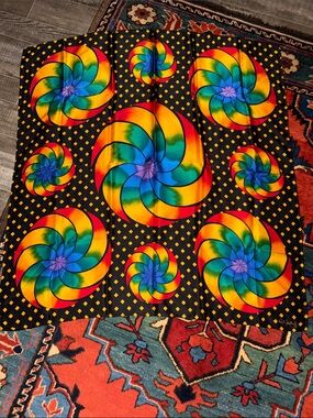 VTG Rush Limbaugh No Boundaries Silk Scarf Rainbow Pinwheel Swirl 90s 100% Silk